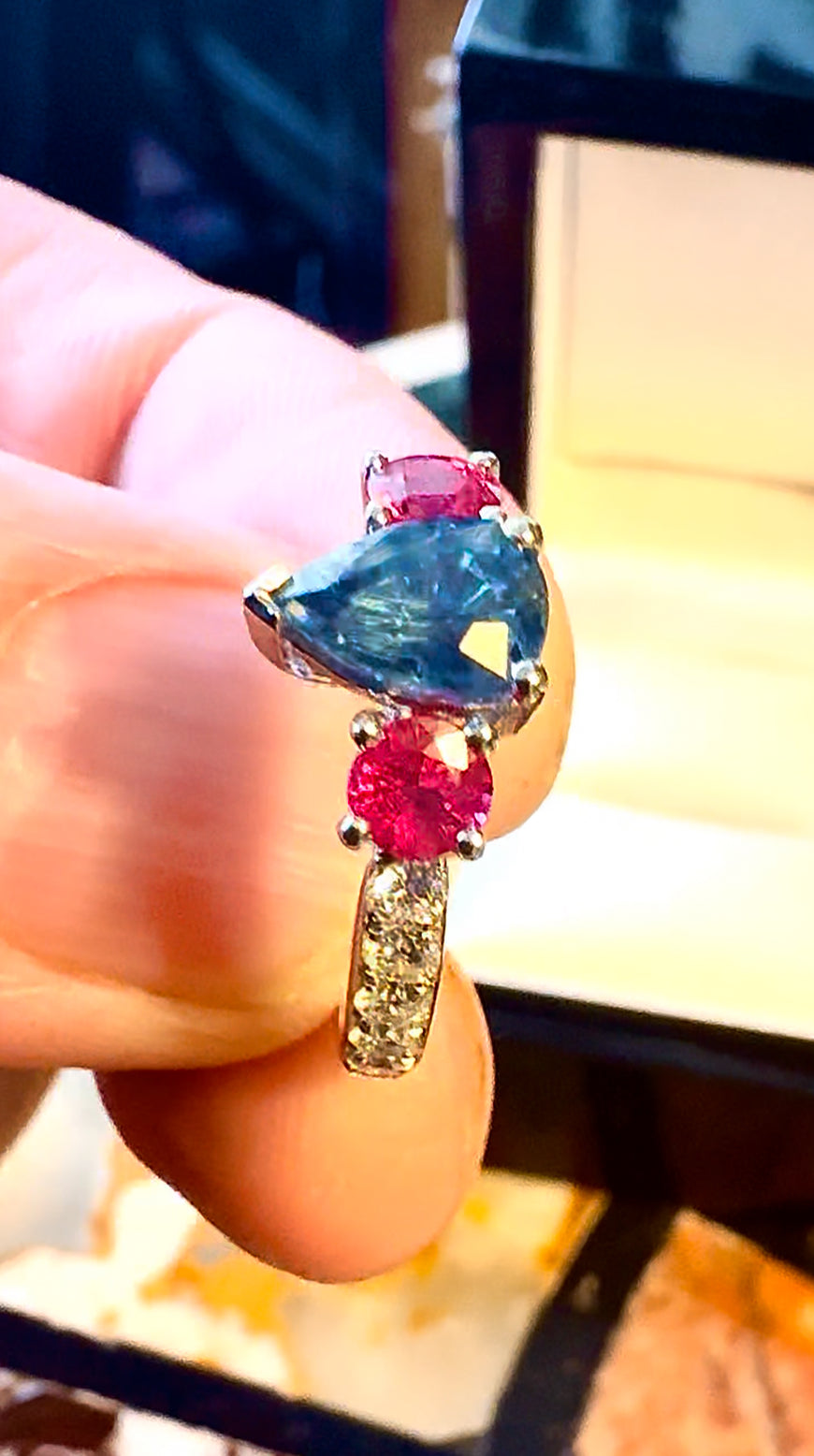 Sapphire Ruby & Diamond VVS Platinum Ring