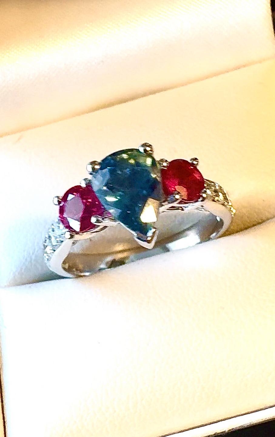 Sapphire Ruby & Diamond VVS Platinum Ring