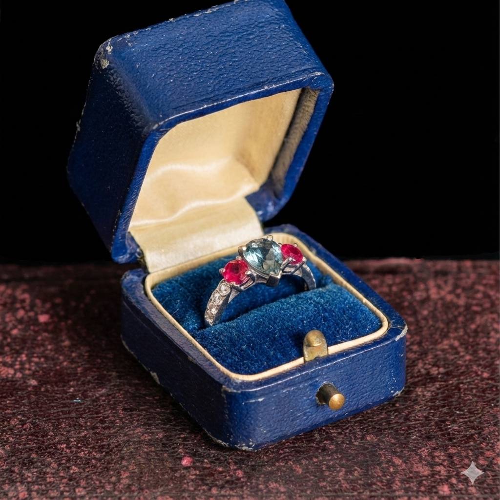 Sapphire Ruby & Diamond VVS Platinum Ring