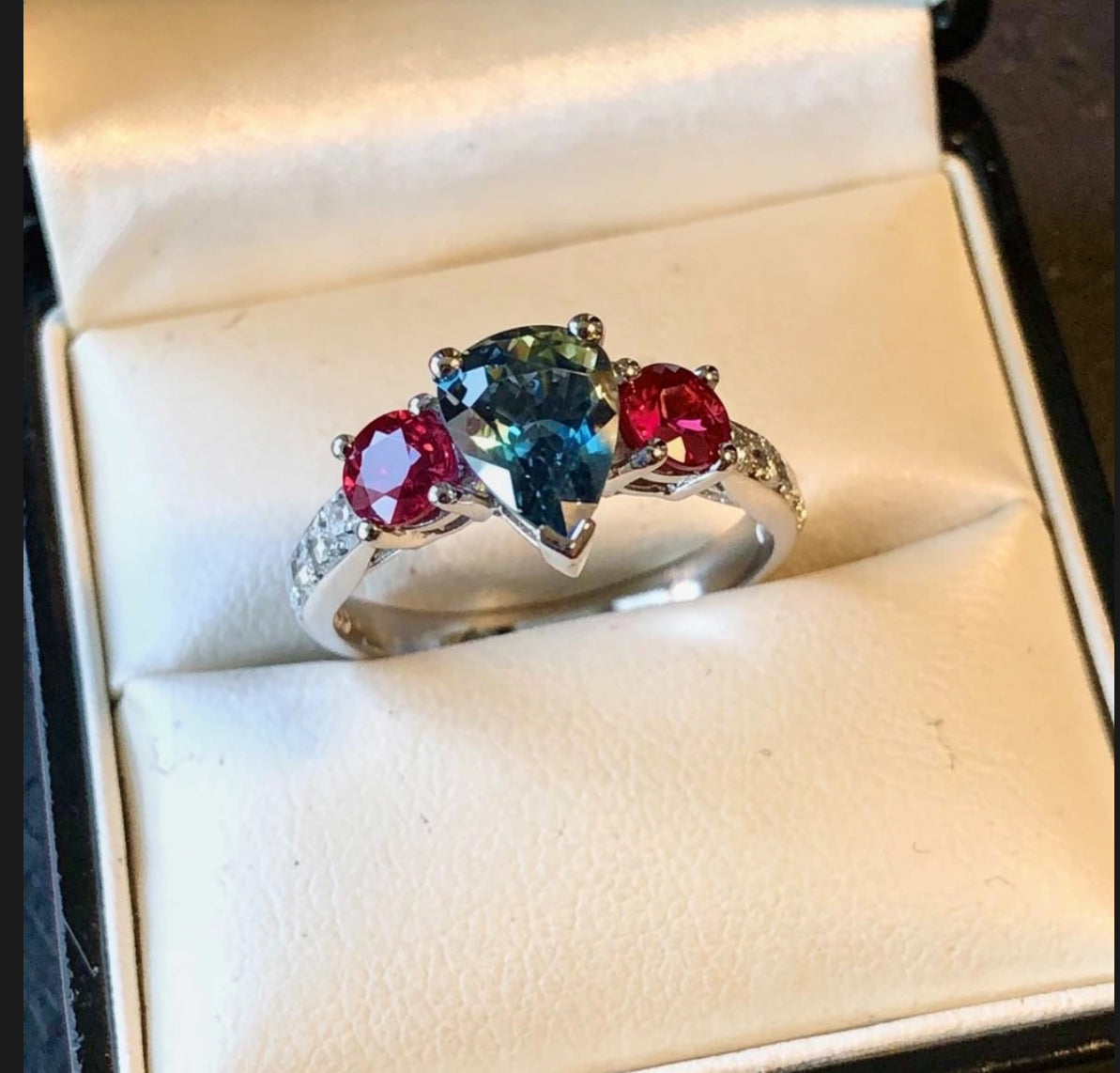 Sapphire Ruby & Diamond VVS Platinum Ring