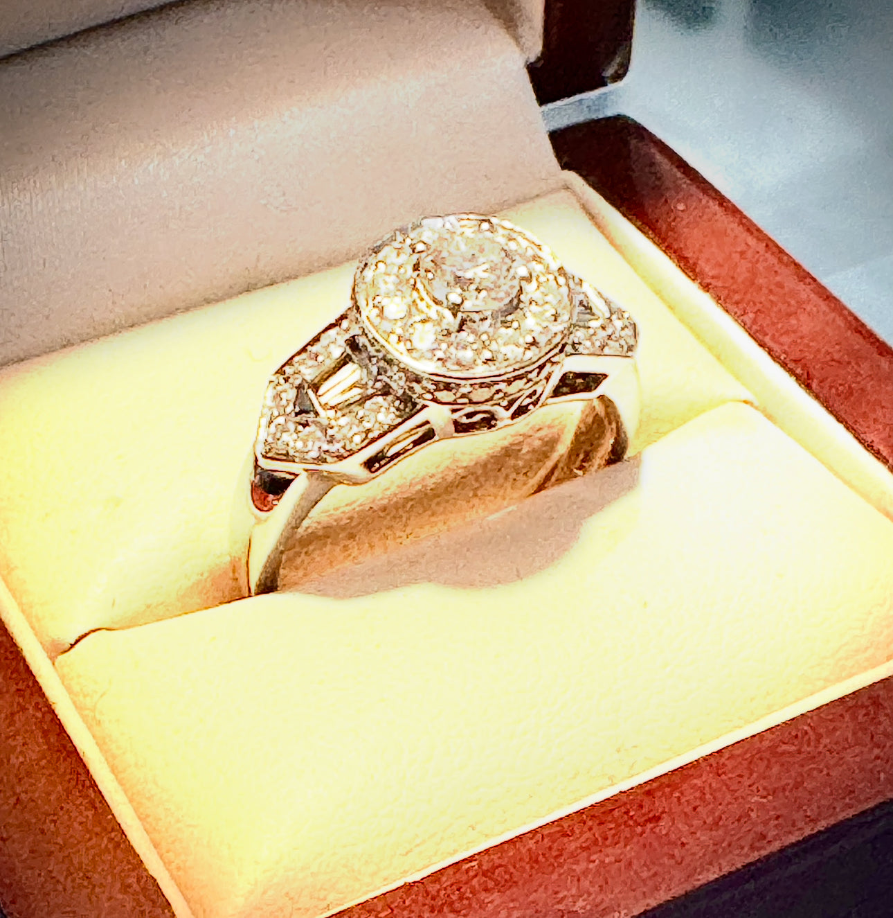 Diamond 14ct White Gold Art Deco Style Cluster Ring