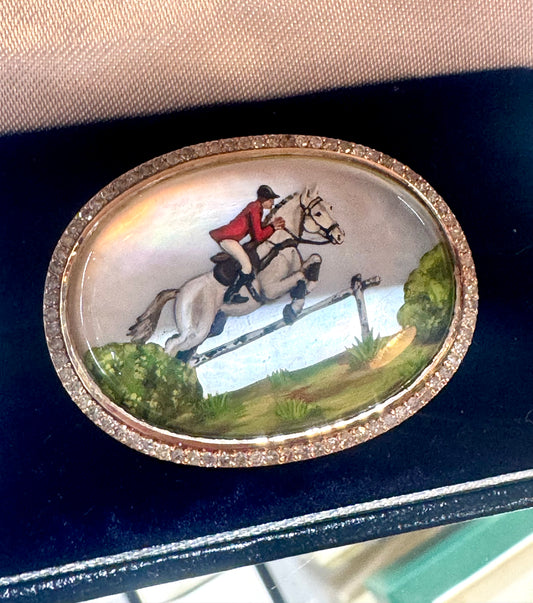 Rose Gold Essex Crystal Brooch and Diamond Halo