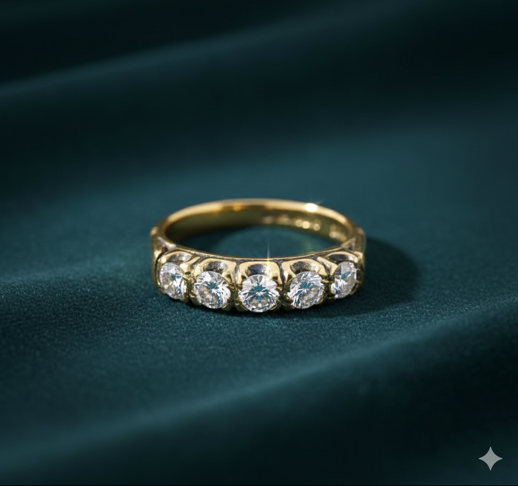 Five Stone Diamond Eternity 18k Yellow Gold Ring