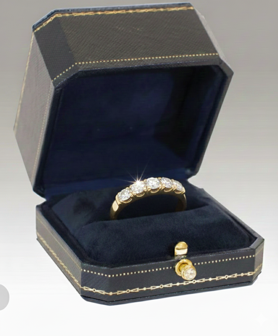 Five Stone Diamond Eternity 18k Yellow Gold Ring