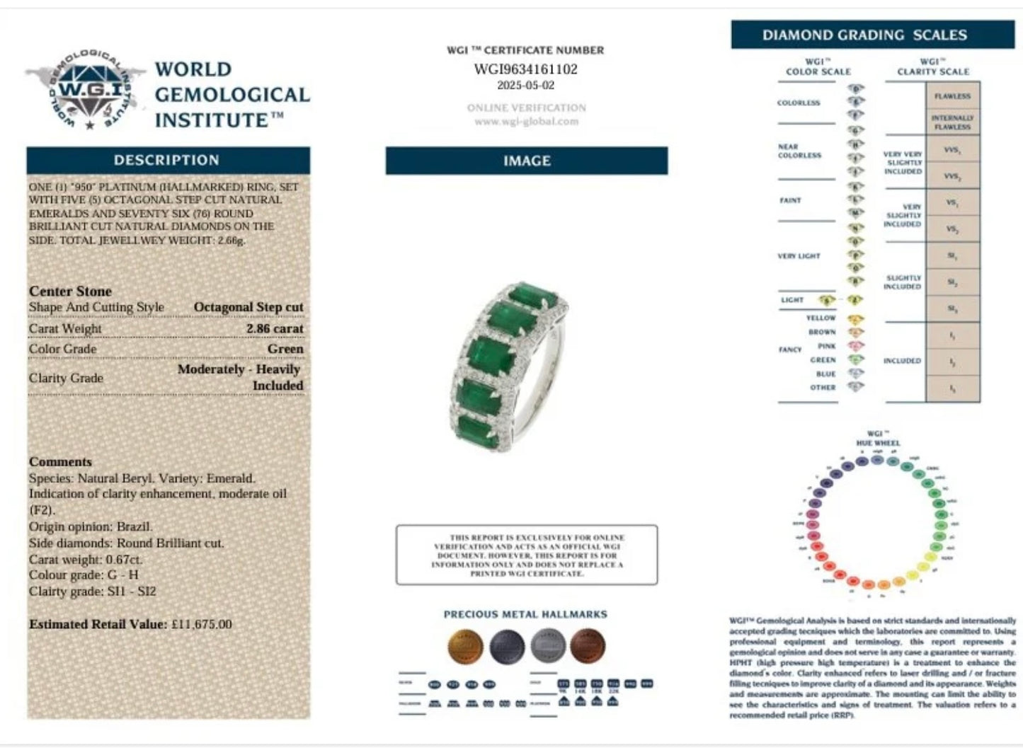 Emerald 5 Stone Ring