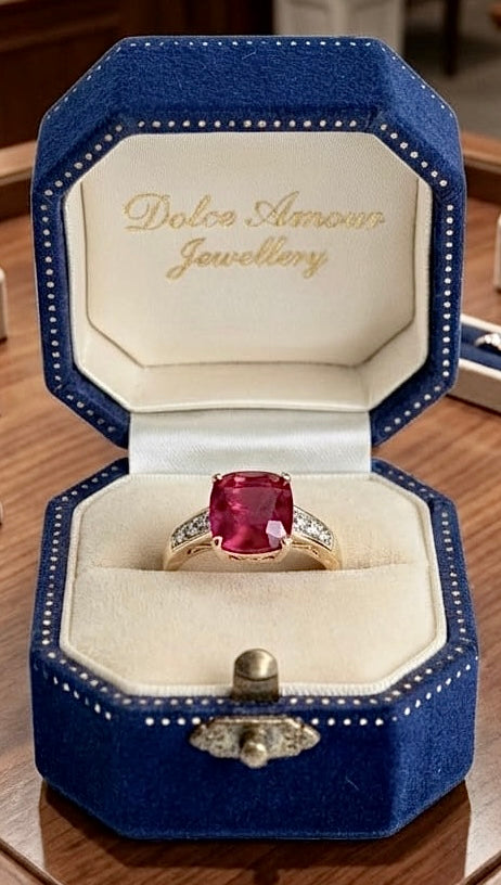 Pink Tourmaline and Diamond 28k Yellow Gold