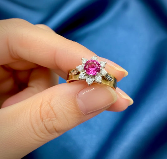 Ruby and Diamond 18k Flower Ring