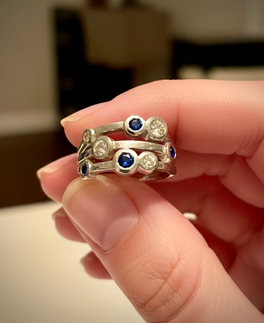 Sapphire and Diamond 18ct White Gold Ring