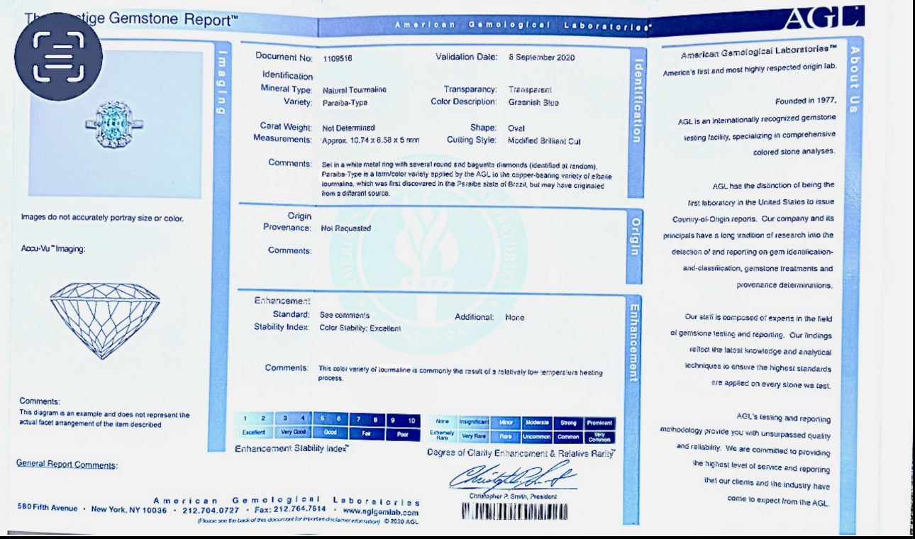 Pariba 4.4ct And Diamonds 2.1ct  18k White Gold