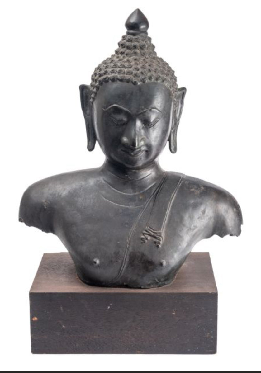 Bronze Buddha On Wood Plinth