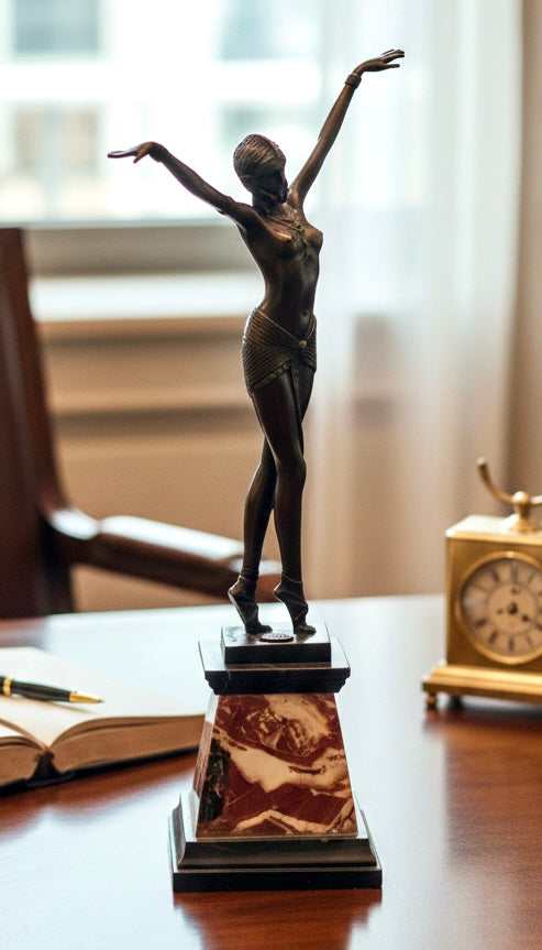 Art Deco Bronze and Marble Sculpture