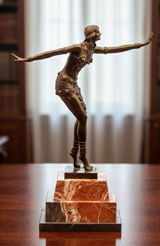 Art Deco Bronze and Marble Sculpture