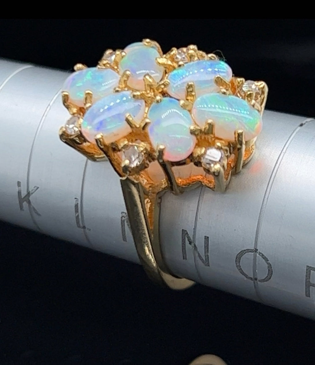 Opal and Diamond 18k Yellow Gold Ring