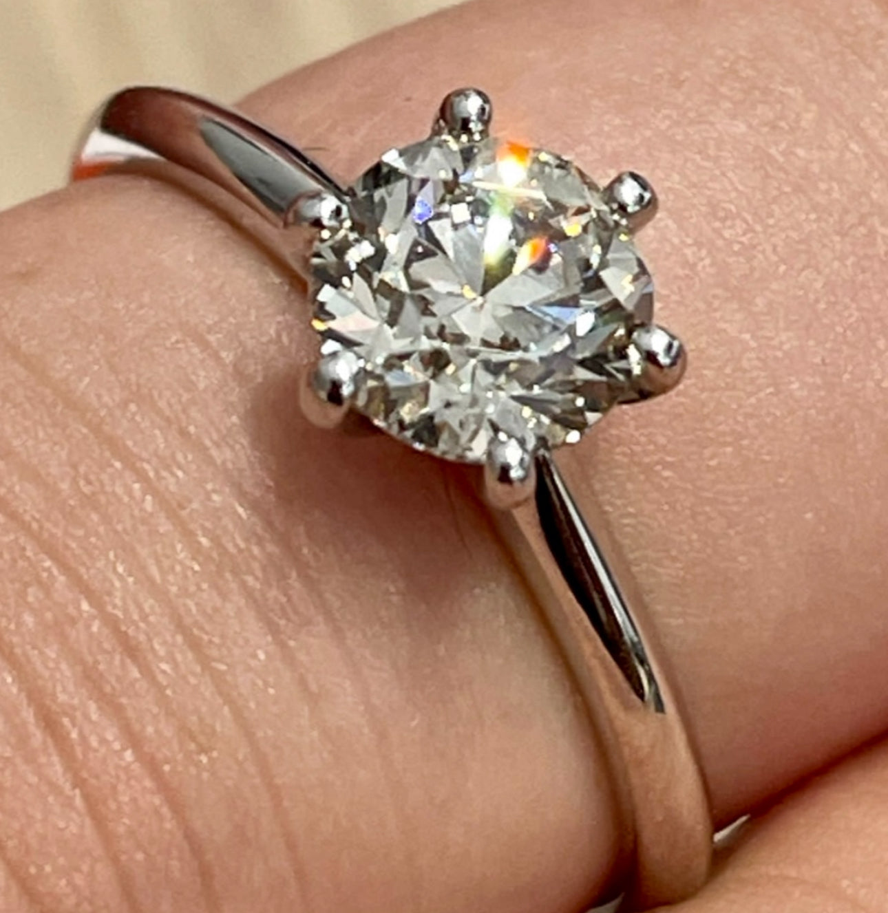 Diamond Solitaire 6 Claw Brilliant Cut 18ct Gold Ring