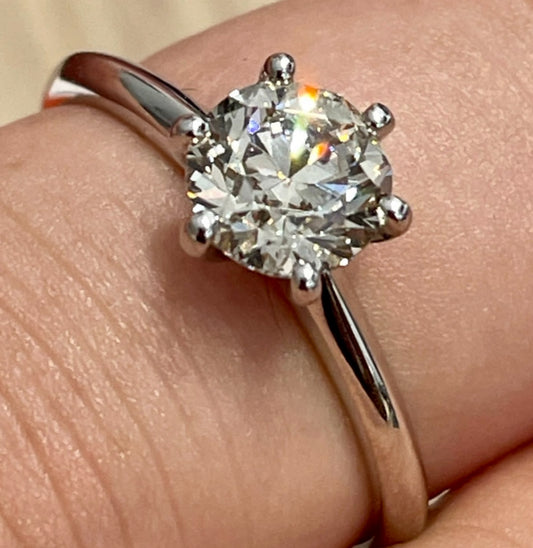 Diamond Solitaire 6 Claw Brilliant Cut 18ct Gold Ring