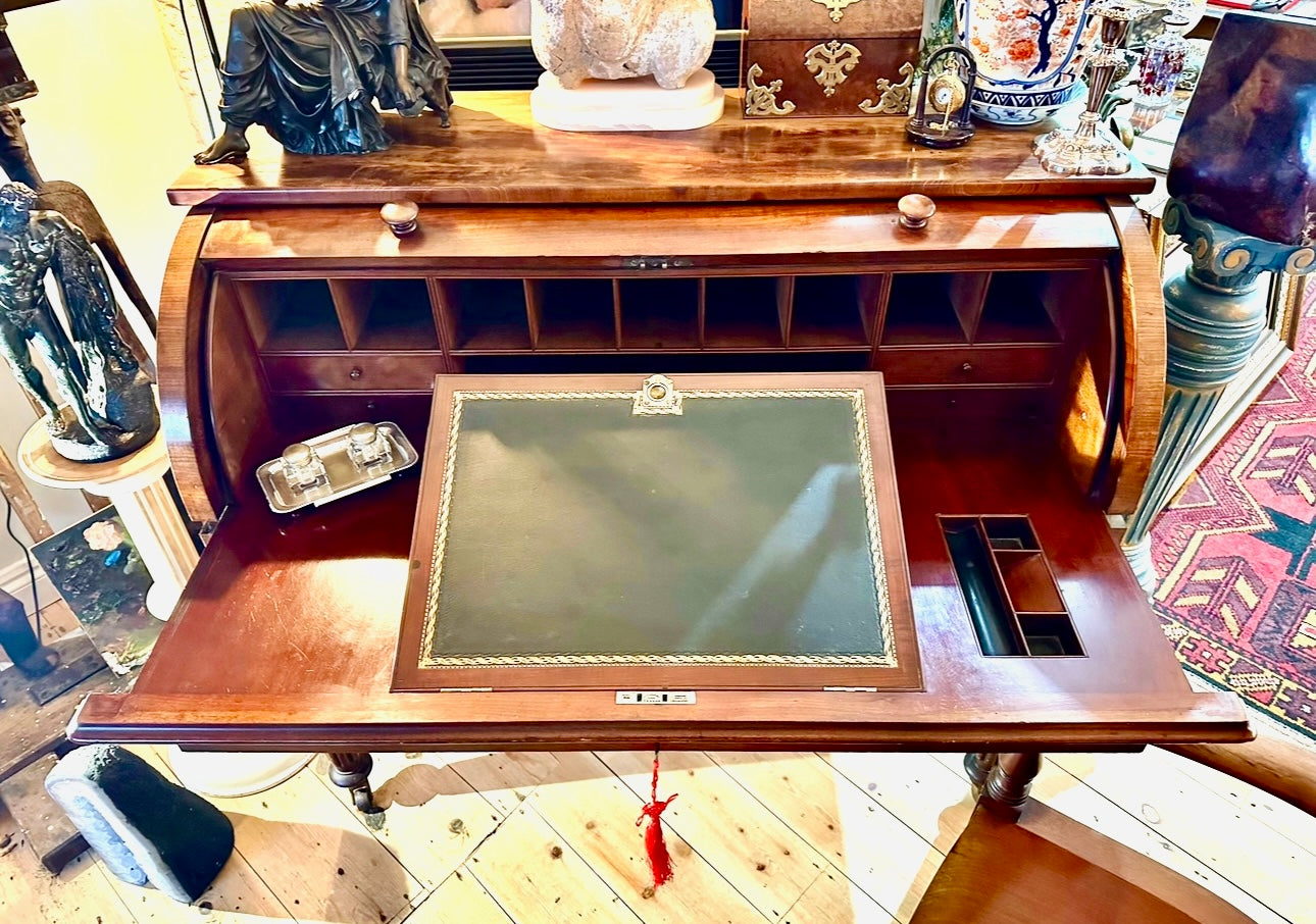 Mahogany 19th Century Roll Top Bureau Desk