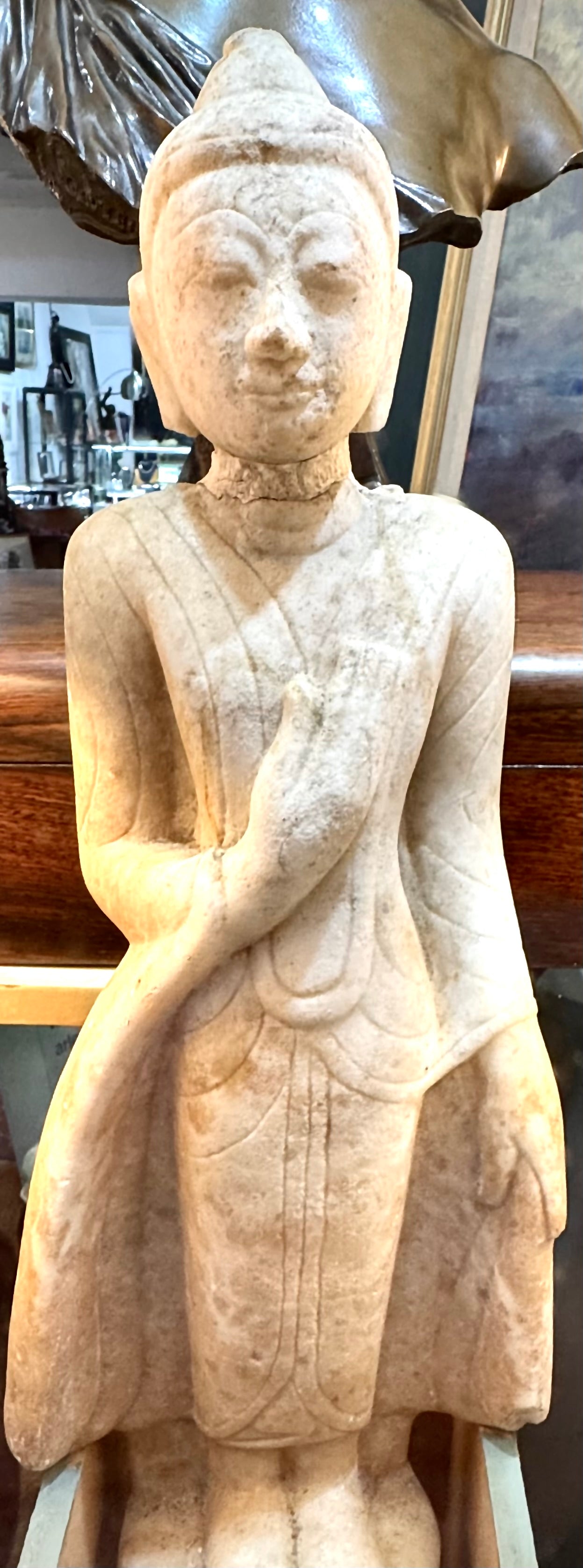 Burmese Alabaster Marble Figure Standing Buddha Shan States (1287-1885), Circa 18th Century
