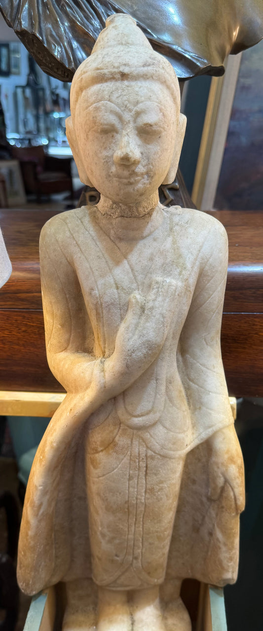 Burmese Alabaster Marble Figure Standing Buddha Shan States (1287-1885), Circa 18th Century
