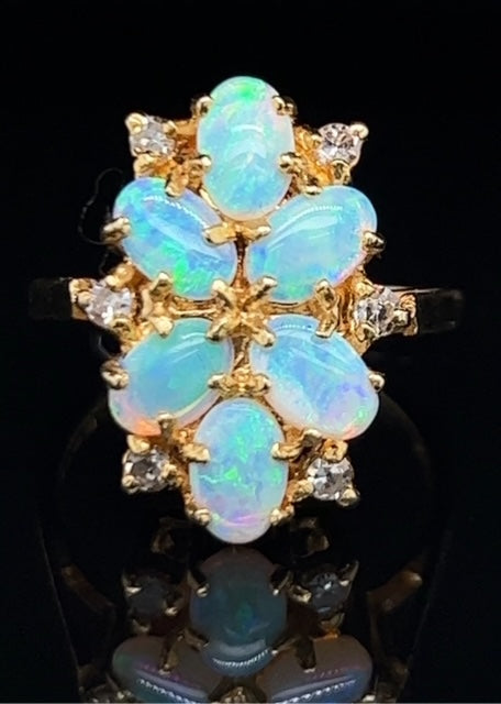 Opal and Diamond 18k Yellow Gold Ring