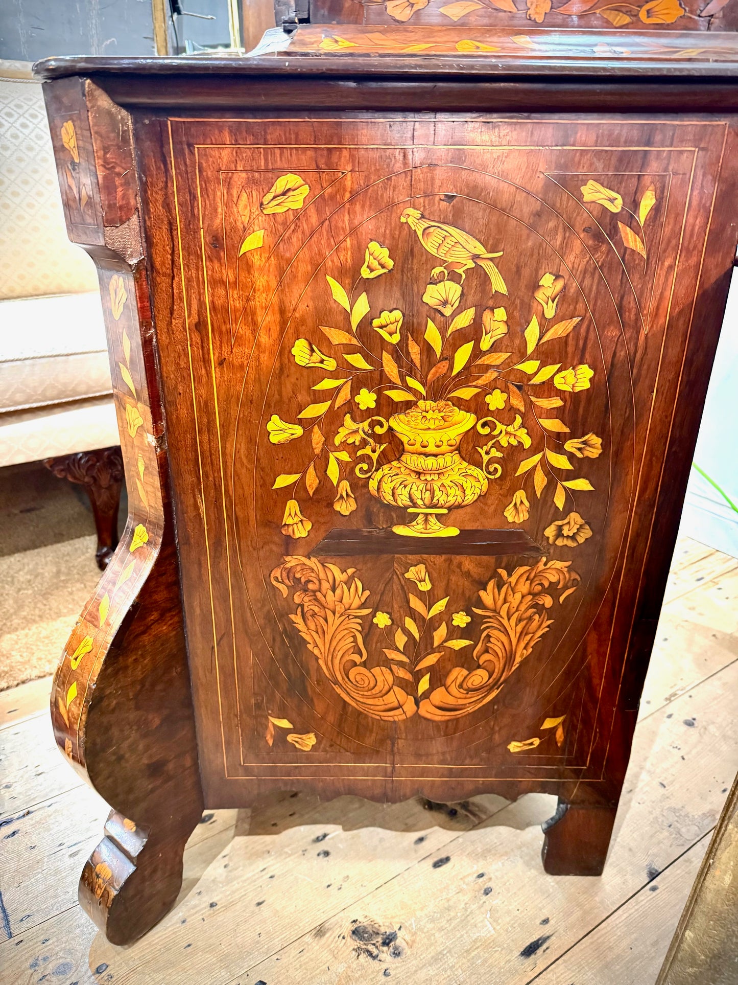 Dutch Walnut Marquetry Display Cabinet Circa 1830