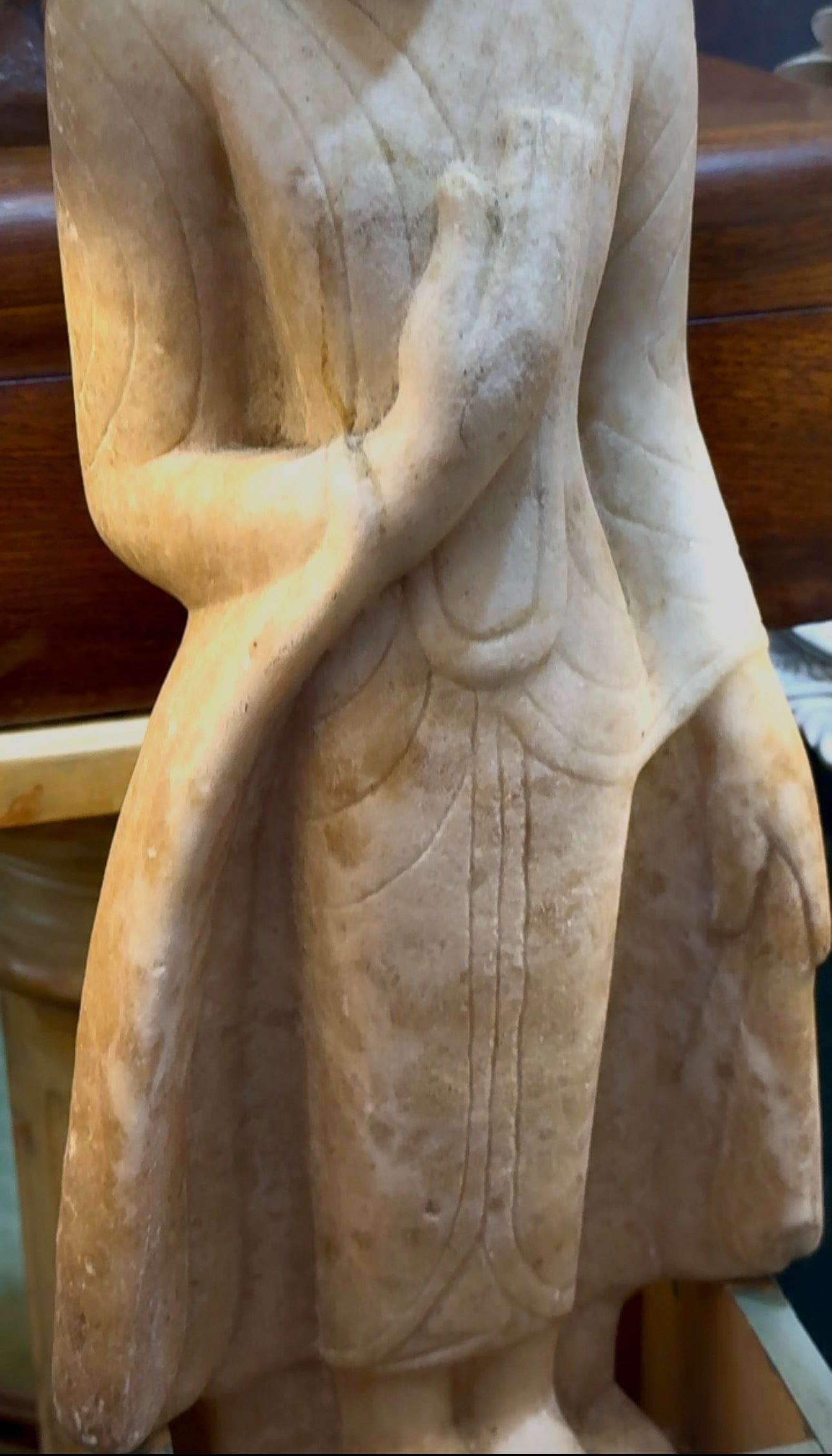 Burmese Alabaster Marble Figure Standing Buddha Shan States (1287-1885), Circa 18th Century