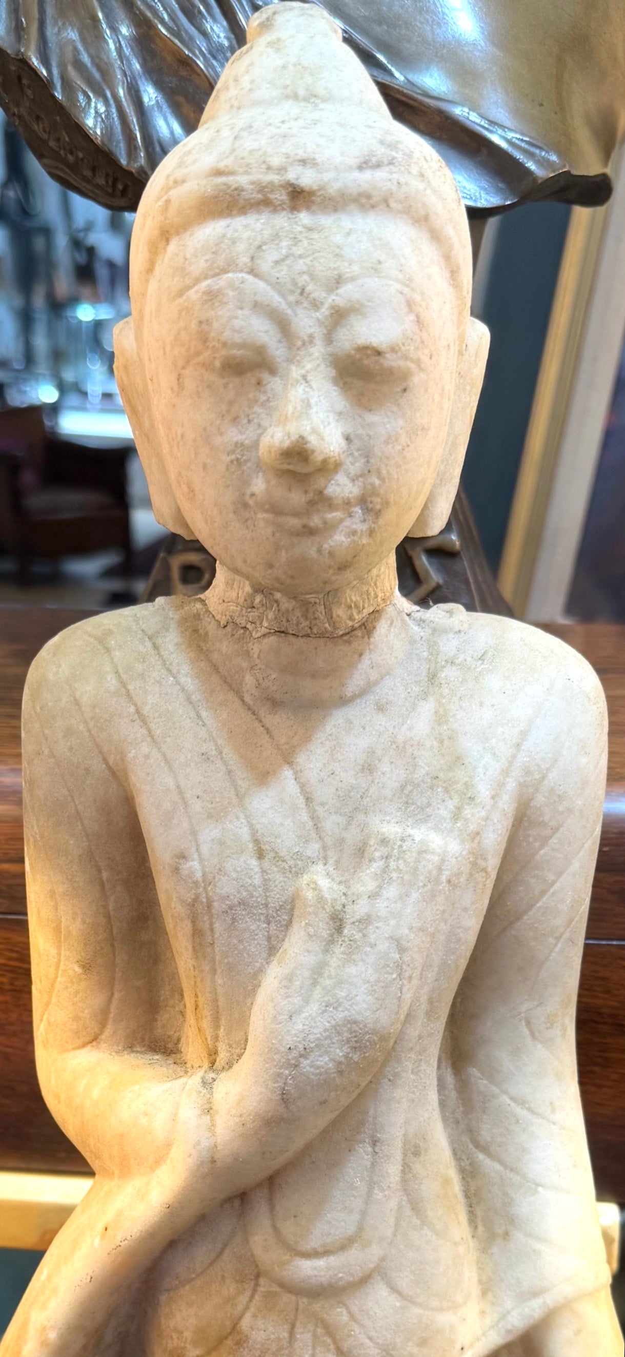 Burmese Alabaster Marble Figure Standing Buddha Shan States (1287-1885), Circa 18th Century