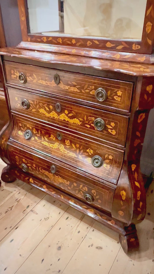Dutch Walnut Marquetry Display Cabinet Circa 1830
