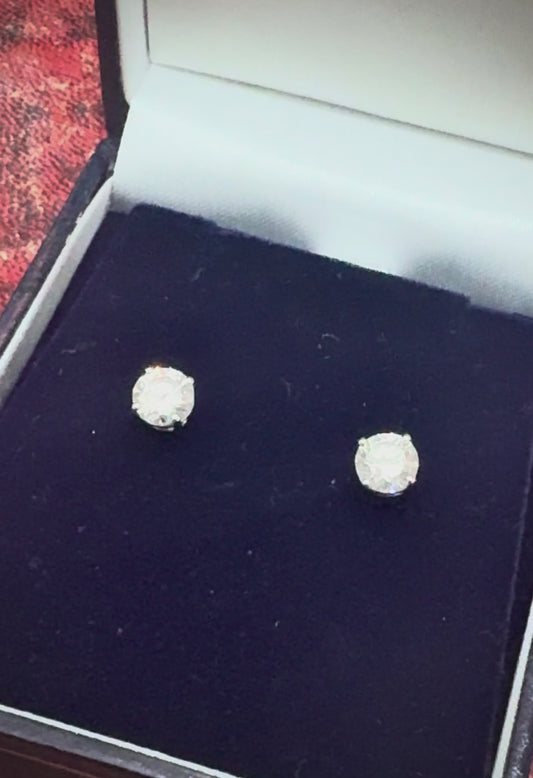 Diamond Solitaire Earrings 18ct White Gold 2ct