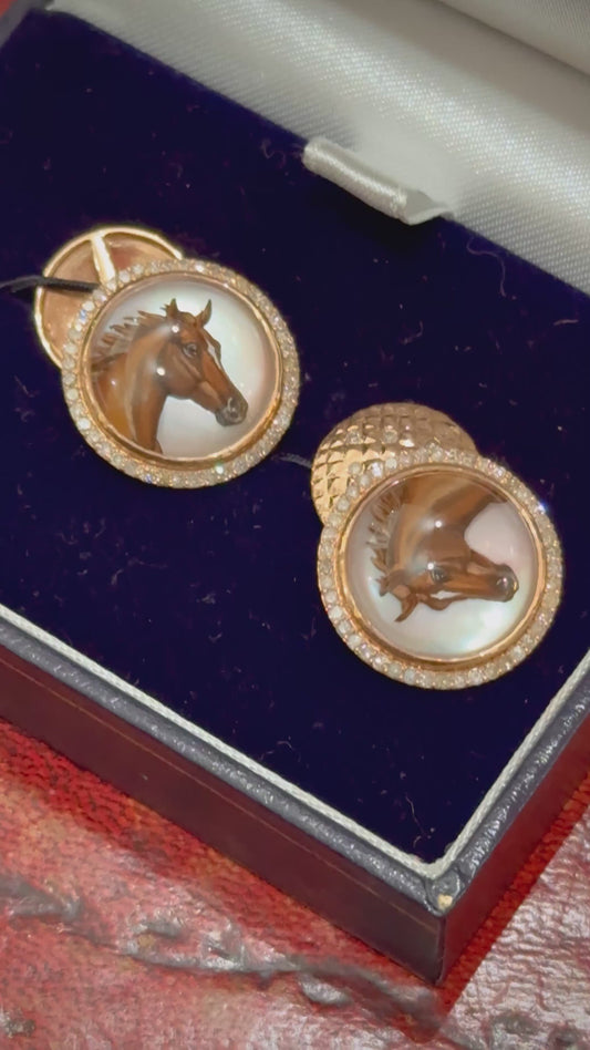 Cufflinks Rare essex crystal, diamonds, Rose gold 14k