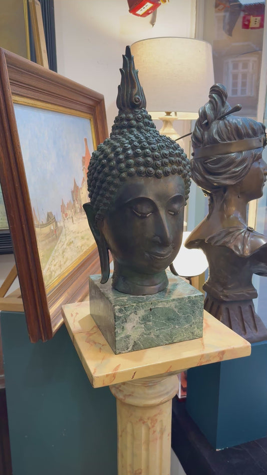 Buddha Bronze Head Statue Sukhothai or Ayutthaya