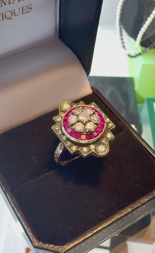 Rose gold Rubies and Diamonds. Ring 8ct